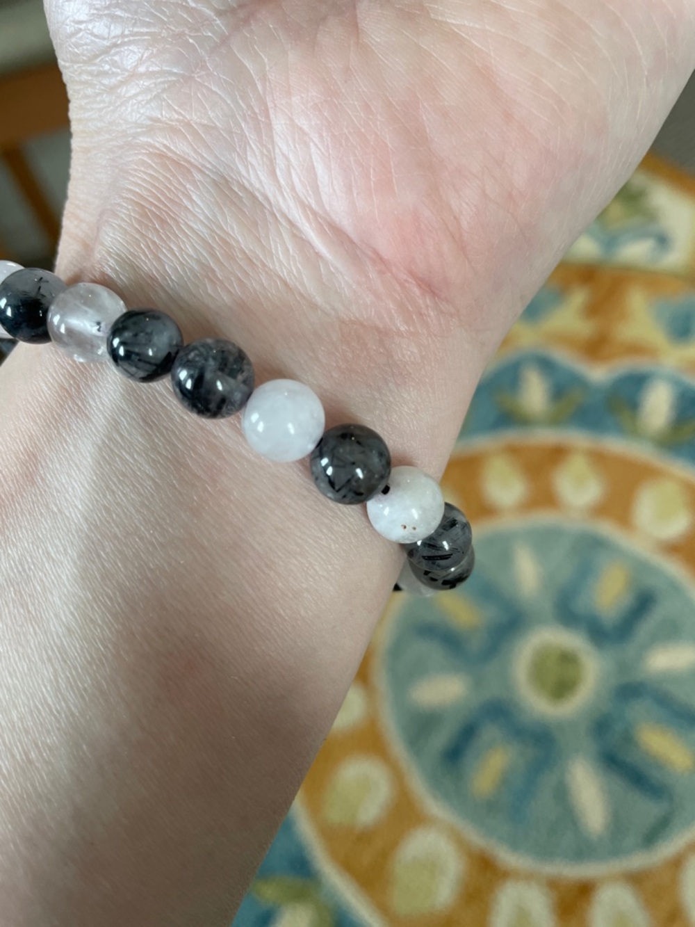 Rutilated Tourmalinated Quartz crystal bead Stretch Bracelet - Unbranded - Picture 3 of 3